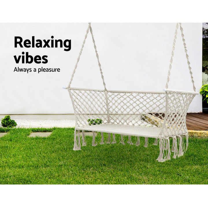 Gardeon 2 Person Hammock Chair - Cream-Vivify Co.