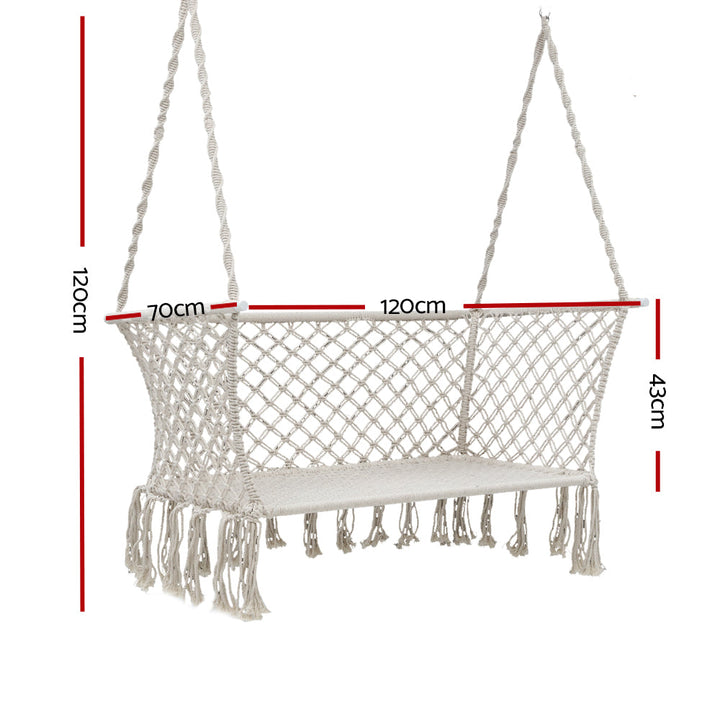 Gardeon 2 Person Hammock Chair - Cream-Vivify Co.