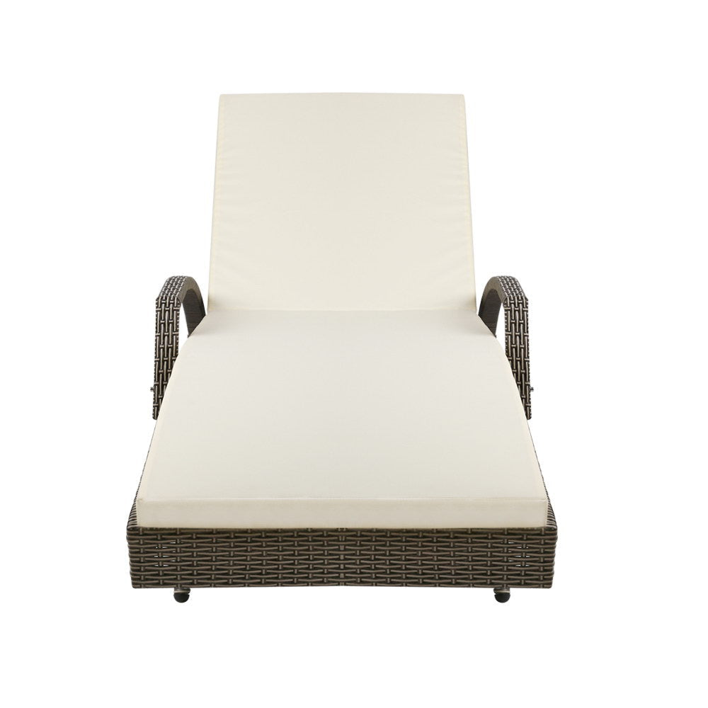 Gardeon 2x Adjustable Wicker Sunbed Beach Chair - Grey & Beige-Vivify Co.