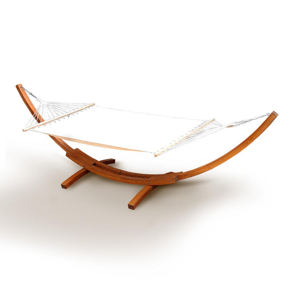 Gardeon Double Hammock with Wooden Stand - Cream-Vivify Co.