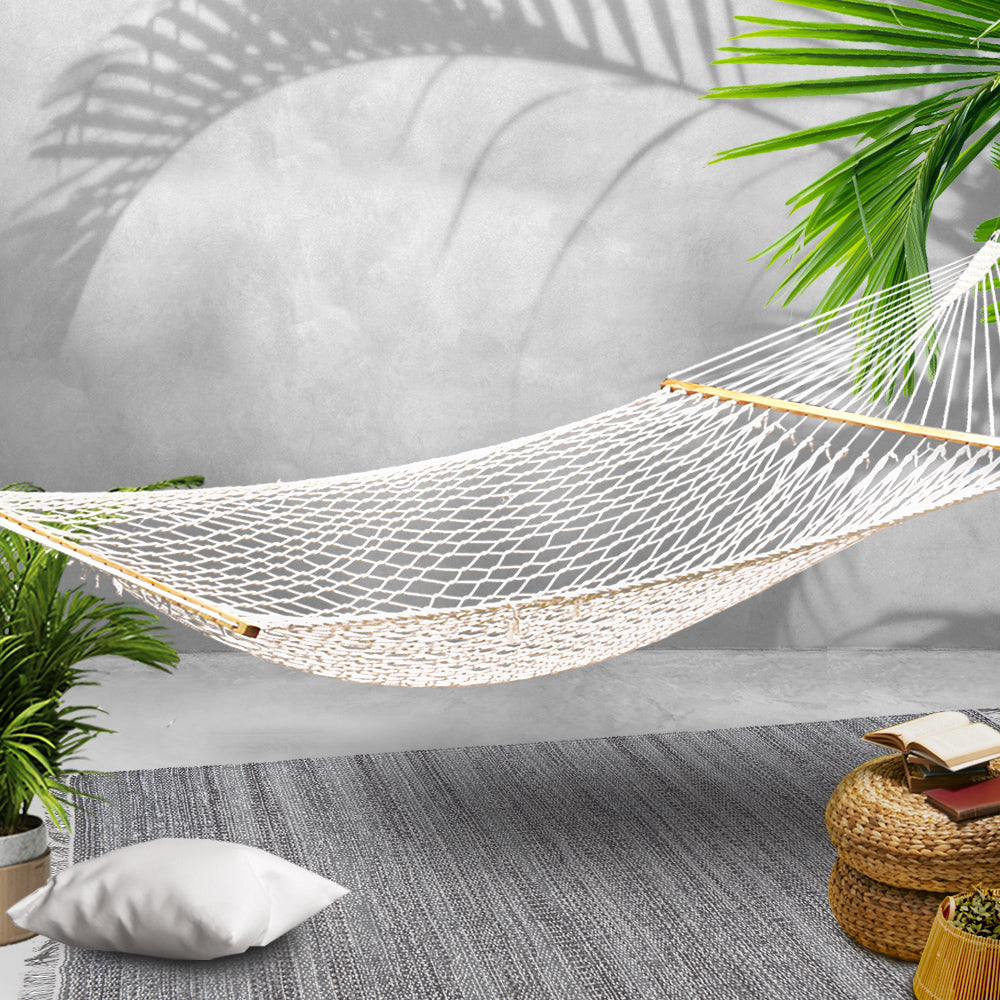 Gardeon Double Swing Mesh Hammock Bed - Cream-Vivify Co.