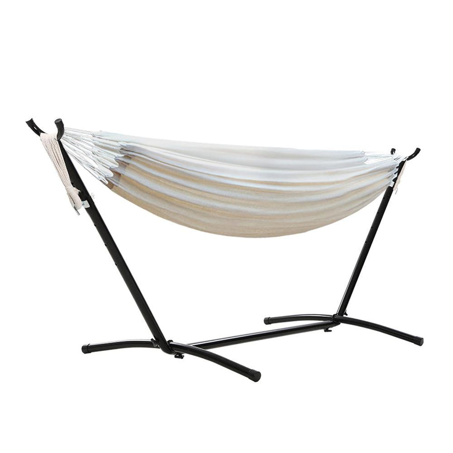 Gardeon Hammock Bed Camping Chair Outdoor Lounge Single Cotton with Stand-Vivify Co.