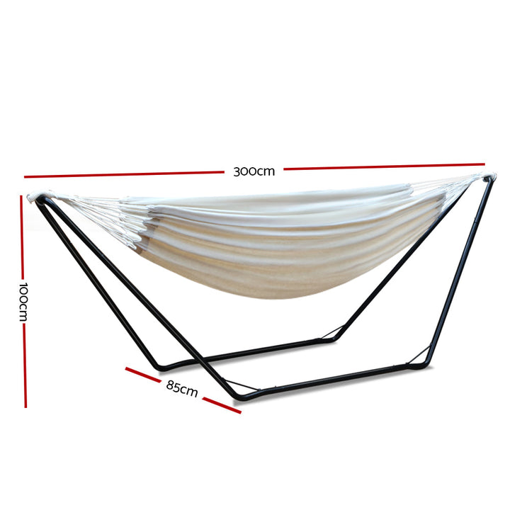 Gardeon Hammock Bed with Steel Frame Stand - White-Vivify Co.