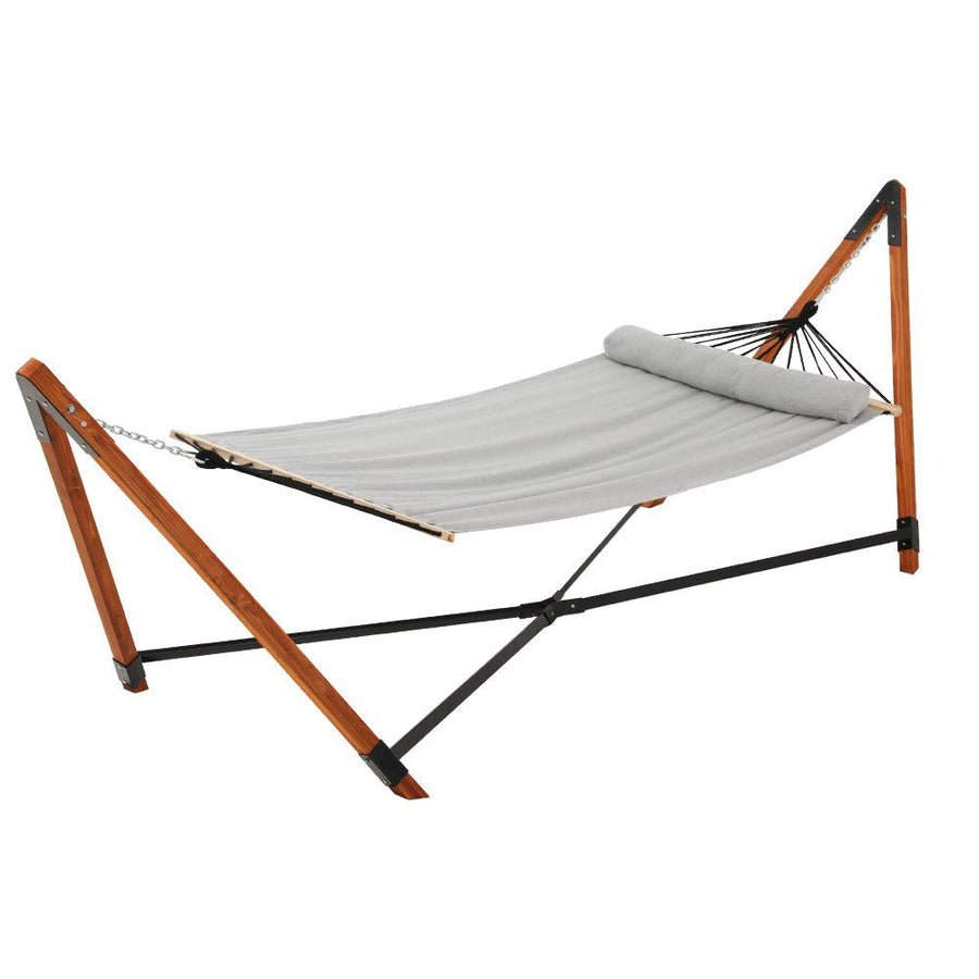 Gardeon Hammock Bed with Wooden Stand - Grey-Vivify Co.