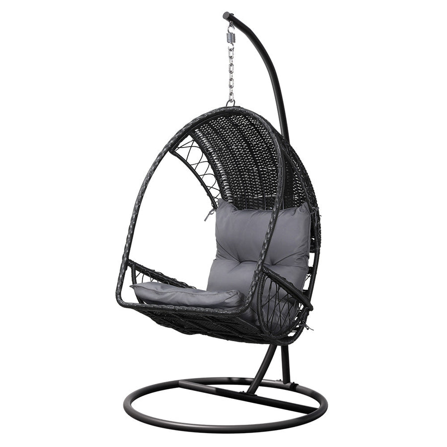 Gardeon Hammock Hanging Egg Swing Chair - Black-Vivify Co.