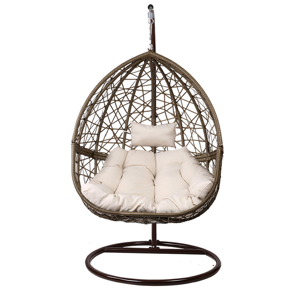 Gardeon Hammock Hanging Egg Swing Chair - Brown-Vivify Co.