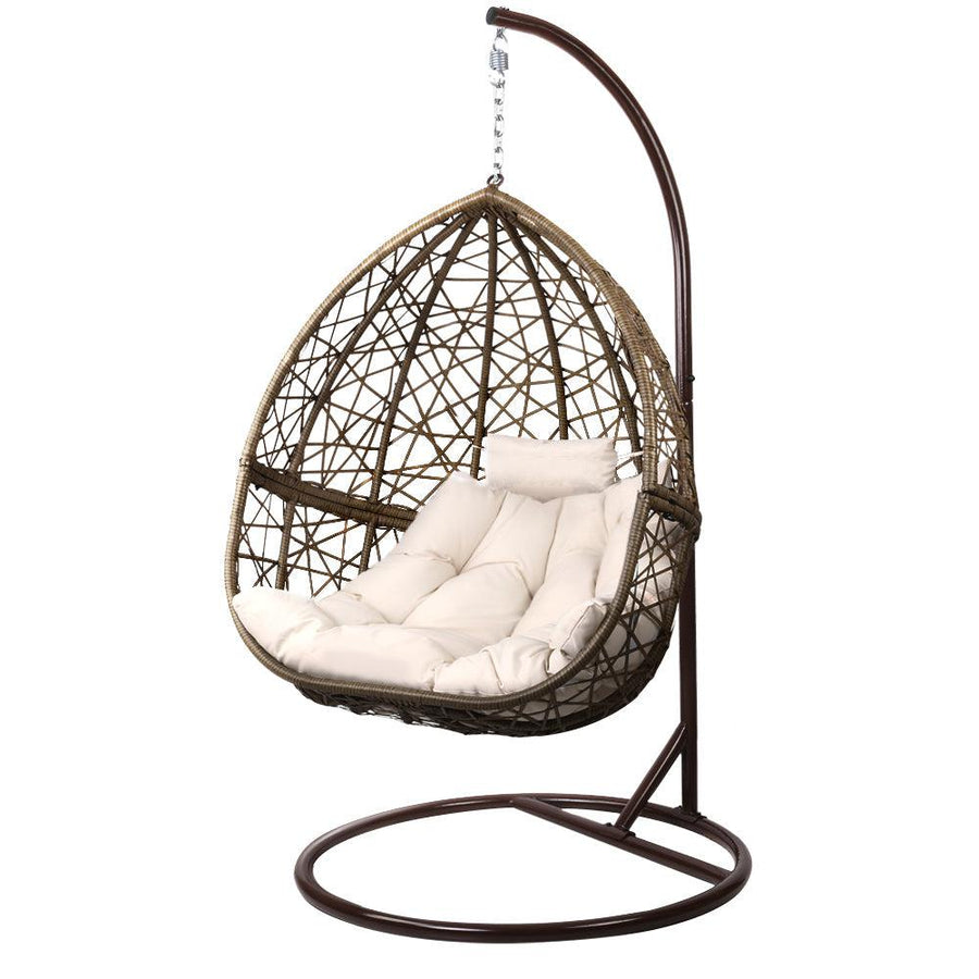 Gardeon Hammock Hanging Egg Swing Chair - Brown-Vivify Co.