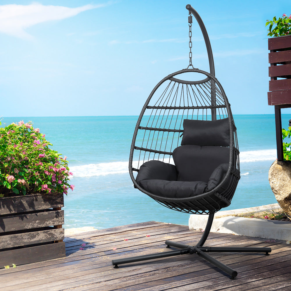 Gardeon Hammock Hanging Egg Swing Chair - Grey-Vivify Co.