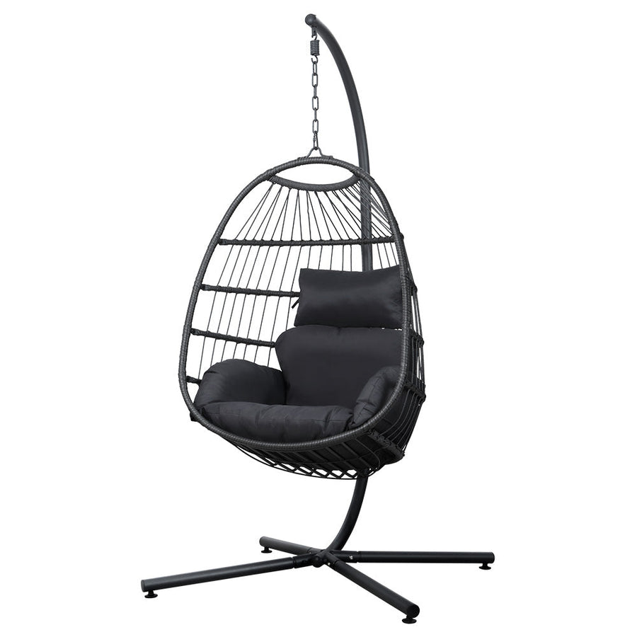 Gardeon Hammock Hanging Egg Swing Chair - Grey-Vivify Co.