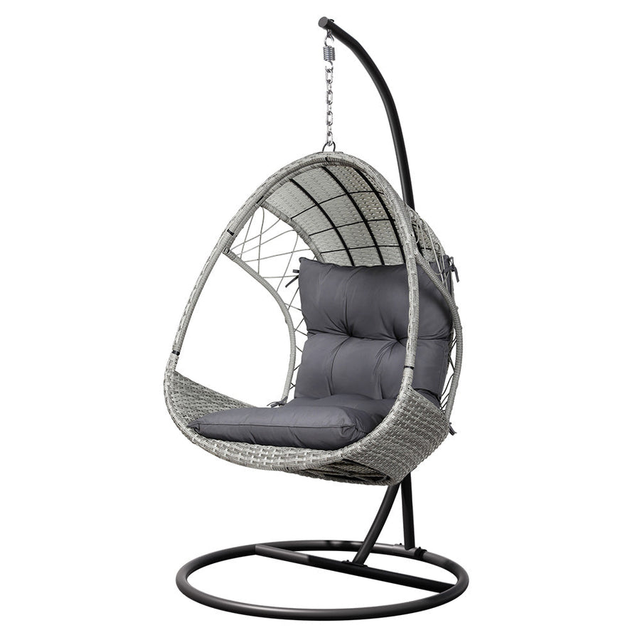 Gardeon Hammock Hanging Egg Swing Chair - Light Grey-Vivify Co.