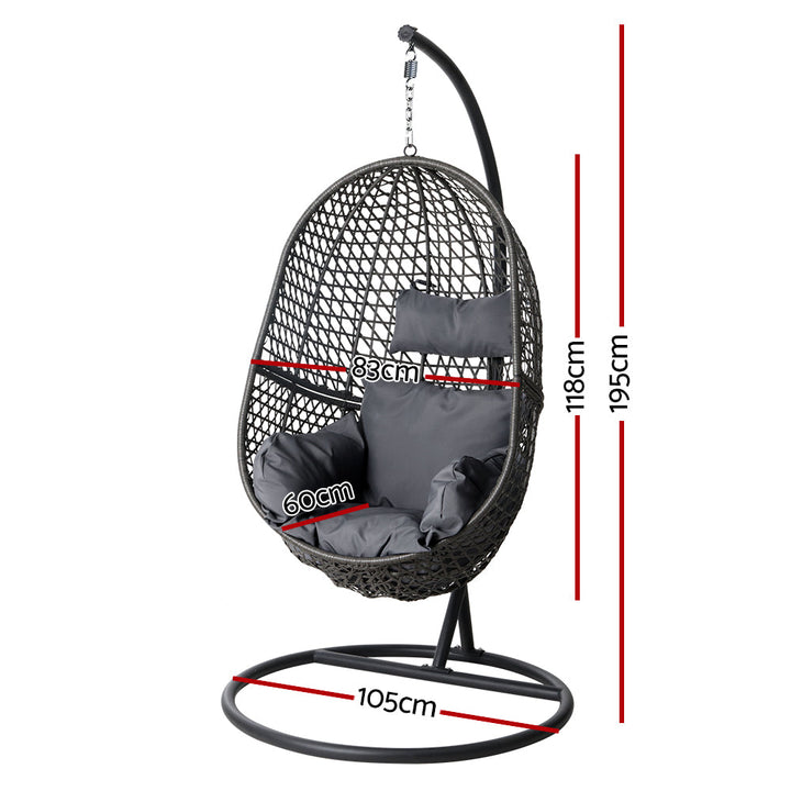 Gardeon Hammock Hanging Egg Swing Chair Oval - Black-Vivify Co.