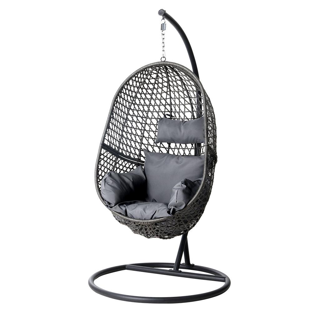 Gardeon Hammock Hanging Egg Swing Chair Oval - Black-Vivify Co.