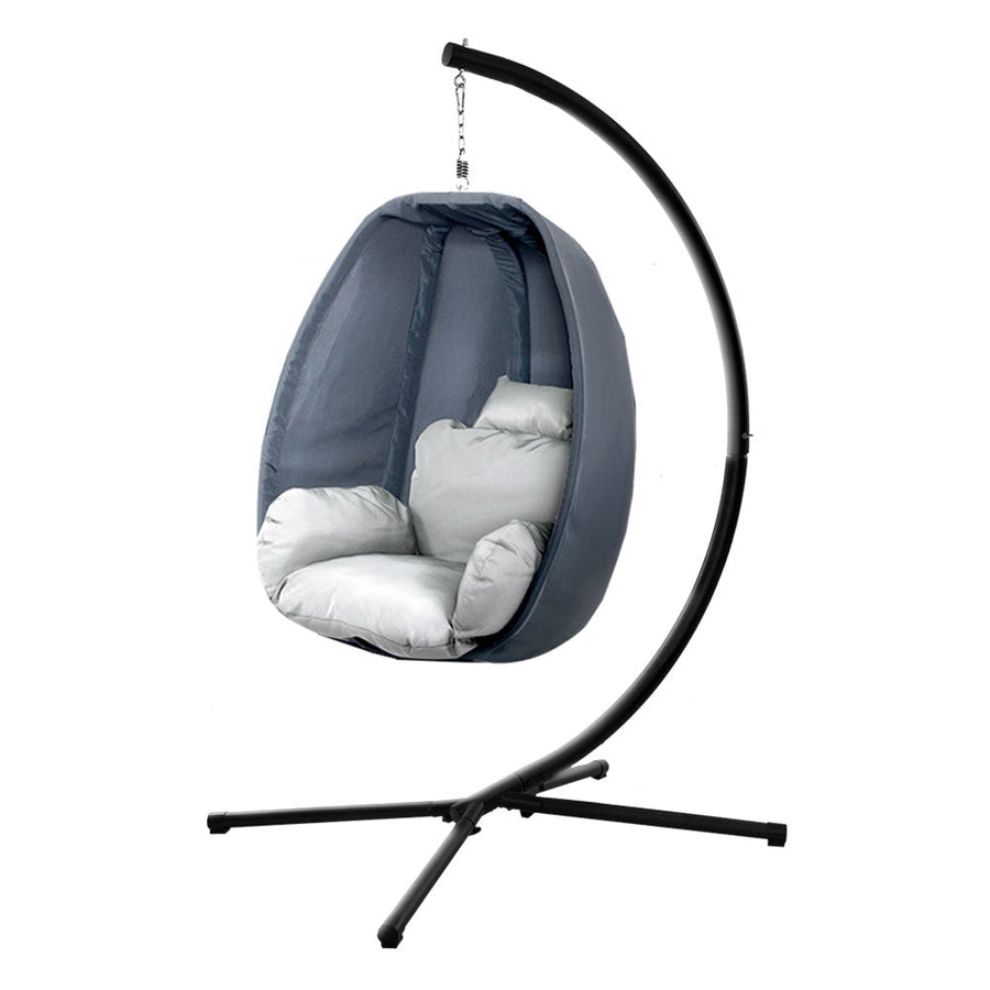 Gardeon Hammock Hanging Egg Swing Chair Oval - Grey-Vivify Co.