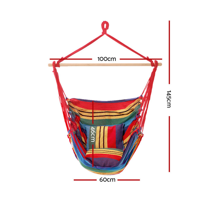 Gardeon Hammock Swing Chair w/Cushion - Multi-Colour-Vivify Co.