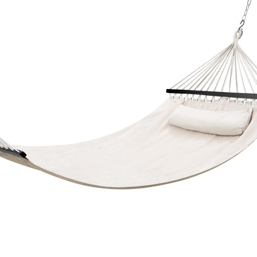 Gardeon Swing Double Hammock Bed w/Pillow - Cream-Vivify Co.