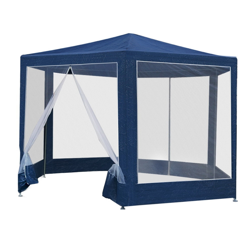 Instahut 2x2m Hexagonal Gazebo Mesh Walls - Navy-Vivify Co.