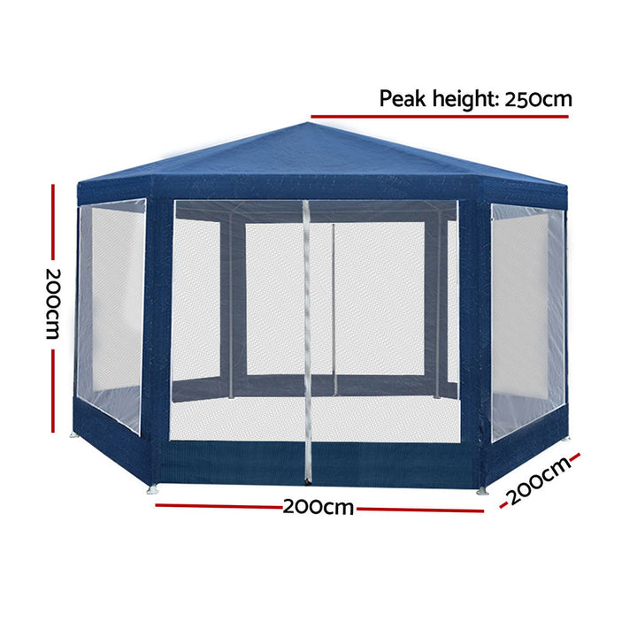 Instahut 2x2m Hexagonal Gazebo Mesh Walls - Navy-Vivify Co.