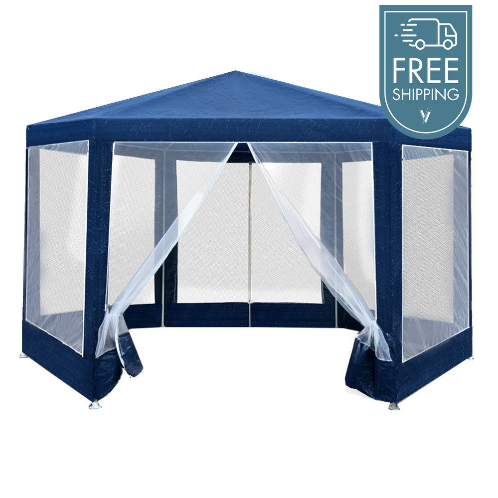 Instahut 2x2m Hexagonal Gazebo Mesh Walls - Navy-Vivify Co.