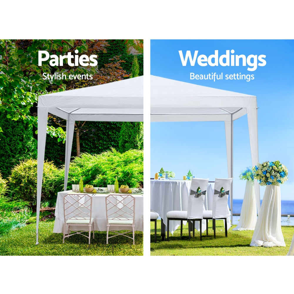 Instahut 3x3m Outdoor Wedding Party Marquee Canopy Shade Tent - White-Vivify Co.