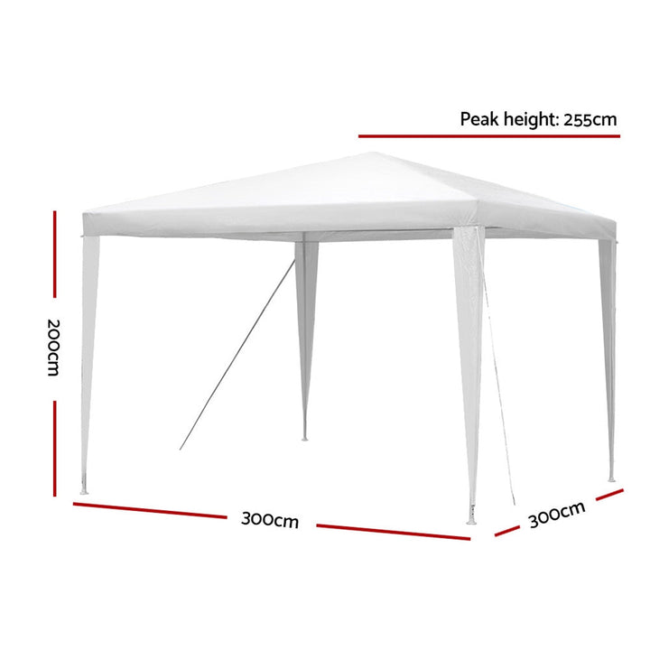 Instahut 3x3m Outdoor Wedding Party Marquee Canopy Shade Tent - White-Vivify Co.