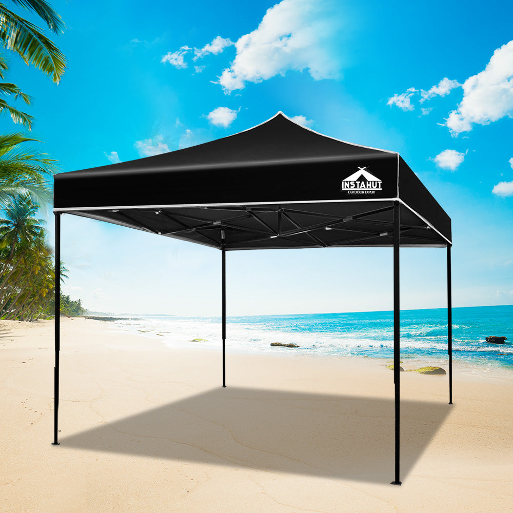Instahut 3x3m Pop Up Gazebo Folding Marquee Tent for Outdoor Events - Black-Vivify Co.