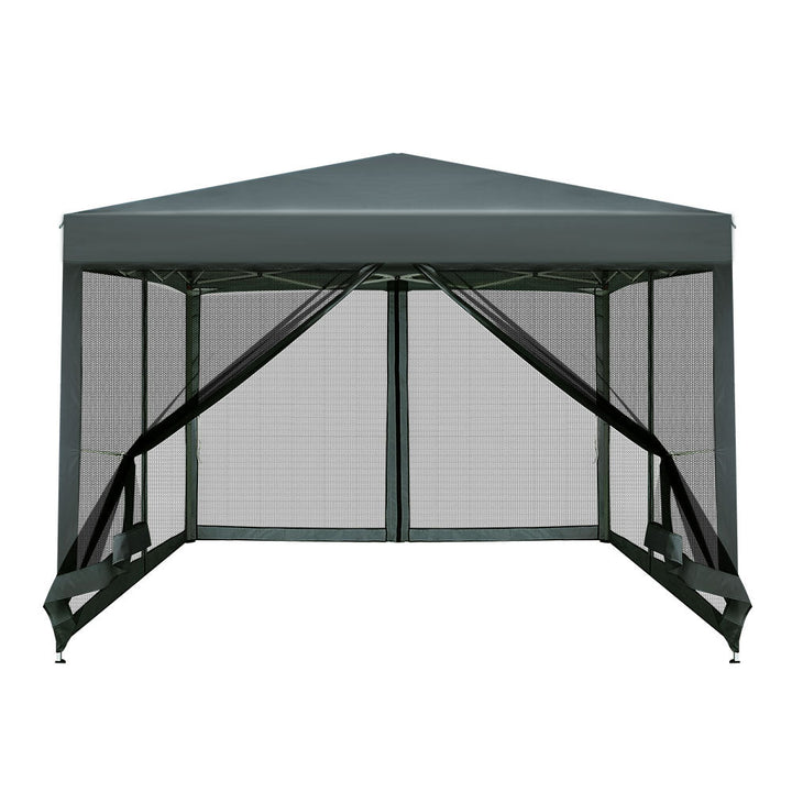 Instahut 3x3m Pop Up Gazebo Mesh Walls - Grey-Vivify Co.