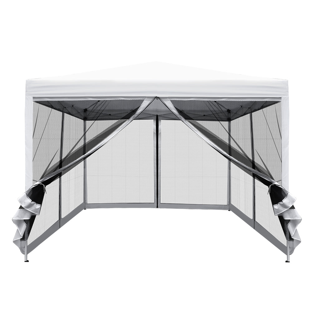 Instahut 3x3m Pop-Up Gazebo Outdoor Event Tent with Mesh Walls - White-Vivify Co.