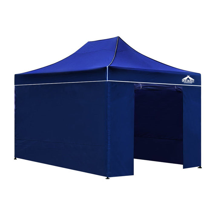 Instahut 3x4.5m Pop Up Enclosed Gazebo Folding Marquee Tent for Outdoor Events - Blue-Vivify Co.