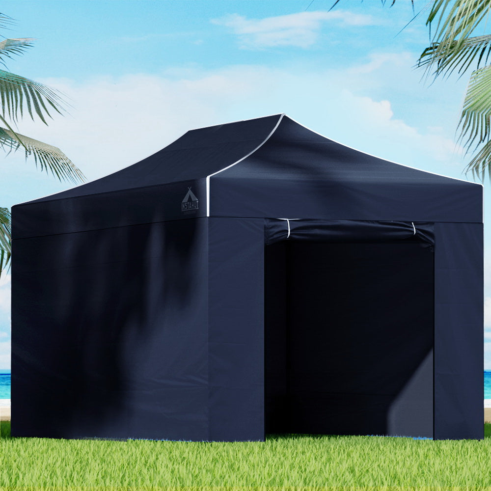 Instahut 3x4.5m Pop Up Gazebo Folding Marquee Tent for Outdoor Events - Navy-Vivify Co.