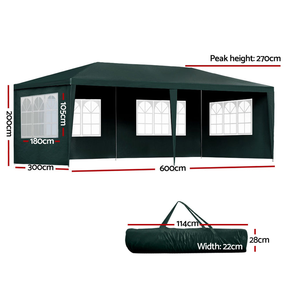 Instahut 3x6m Gazebo Marquee Tent for Outdoor Events - Green-Vivify Co.