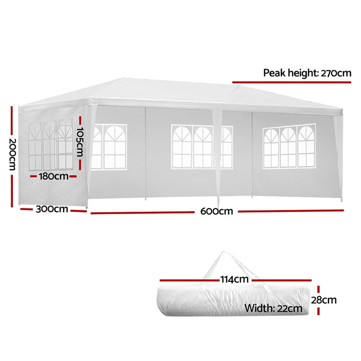 Instahut 3x6m Gazebo Marquee Tent for Outdoor Events - White-Vivify Co.