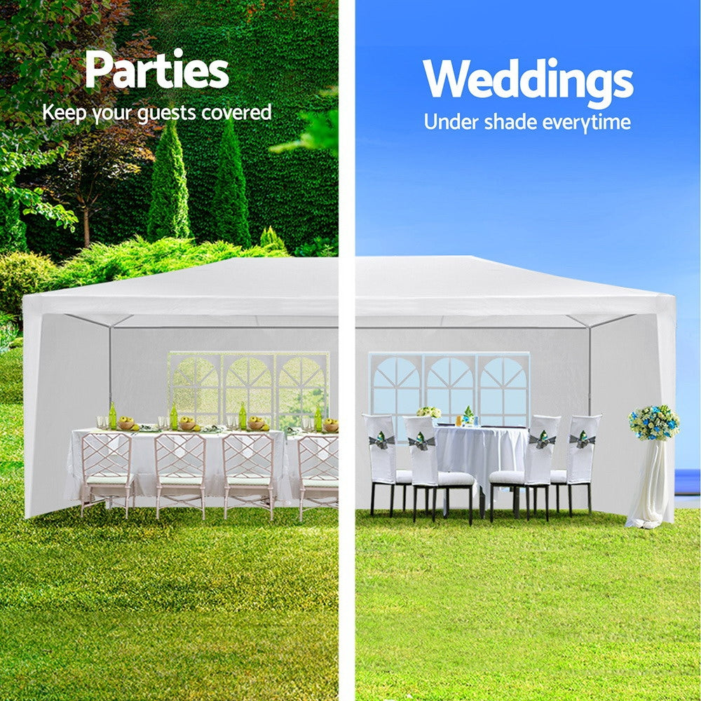 Instahut 3x6m Gazebo Marquee Tent with Awnings for Outdoor Events - White-Vivify Co.