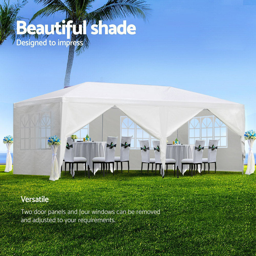 Instahut 3x6m Gazebo Marquee Tent with Awnings for Outdoor Events - White-Vivify Co.