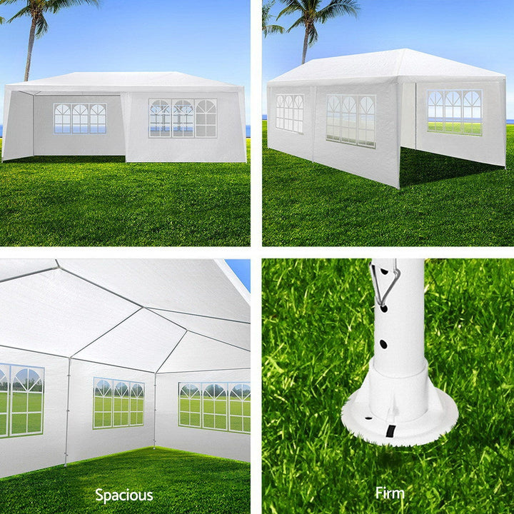 Instahut 3x6m Gazebo Marquee Tent with Awnings for Outdoor Events - White-Vivify Co.