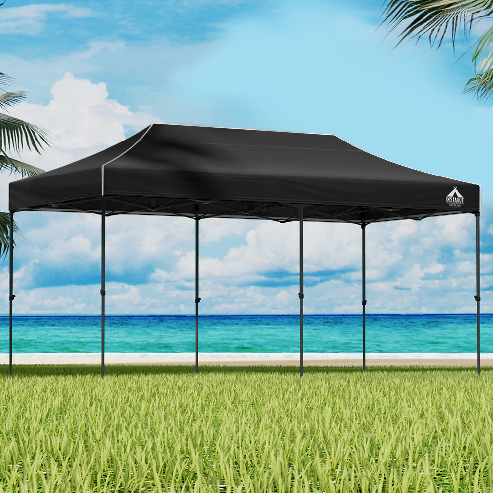 Instahut 3x6m Pop Up Folding Gazebo - Black-Vivify Co.