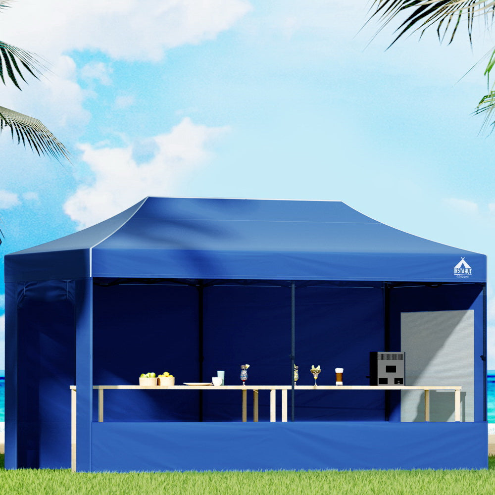 Instahut 3x6m Pop Up Gazebo Folding Marquee Tent for Outdoor Events - Blue-Vivify Co.