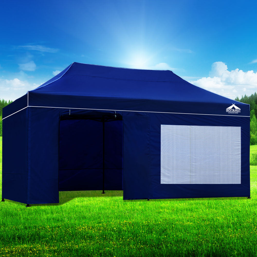 Instahut 3x6m Pop Up Gazebo Folding Marquee Tent for Outdoor Events - Blue-Vivify Co.