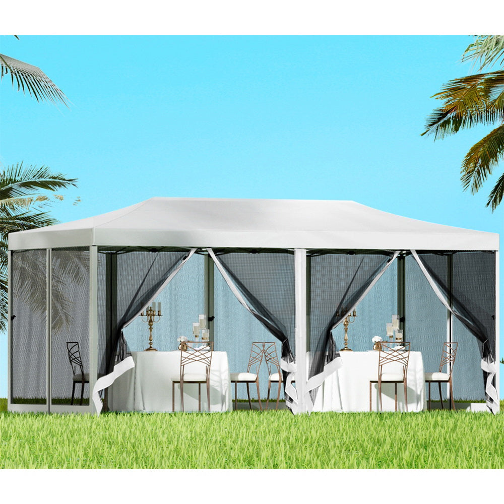 Instahut 3x6m Pop-Up Gazebo Outdoor Event Tent - White-Vivify Co.