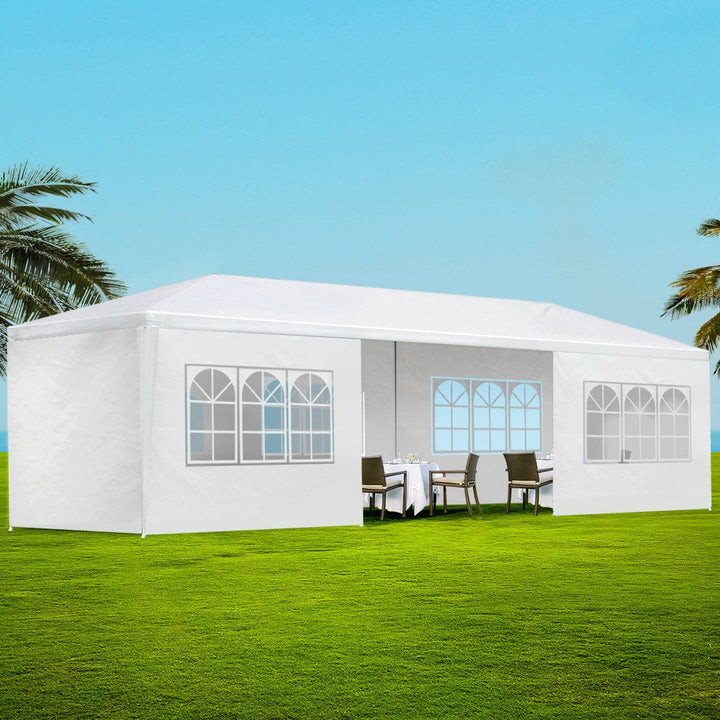 Instahut 3x9m Gazebo Marquee Tent with Windows for Outdoor Events - White-Vivify Co.