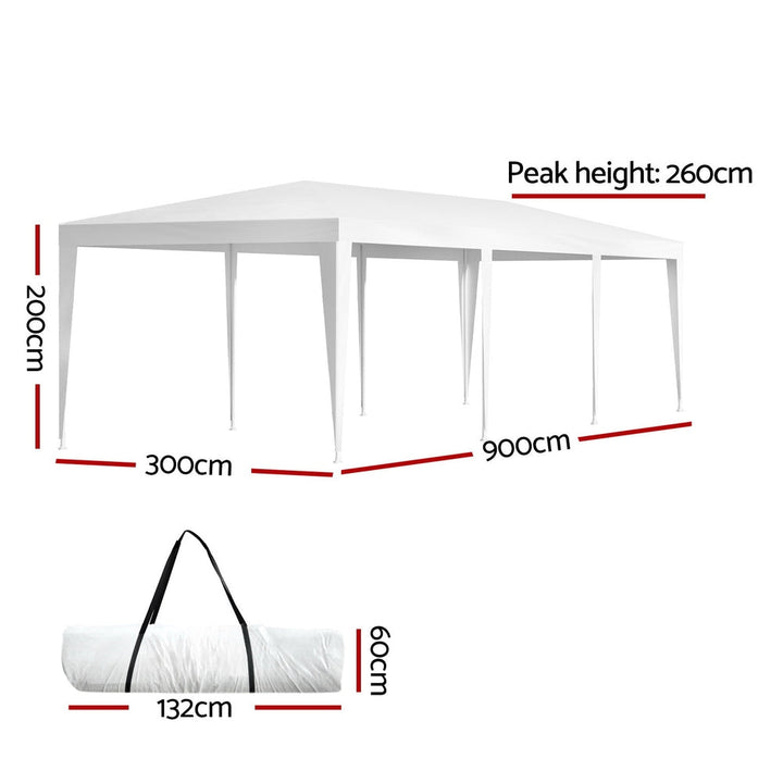 Instahut 3x9m Wedding Party Marquee Tent Outdoor Event Camping Shade - White-Vivify Co.