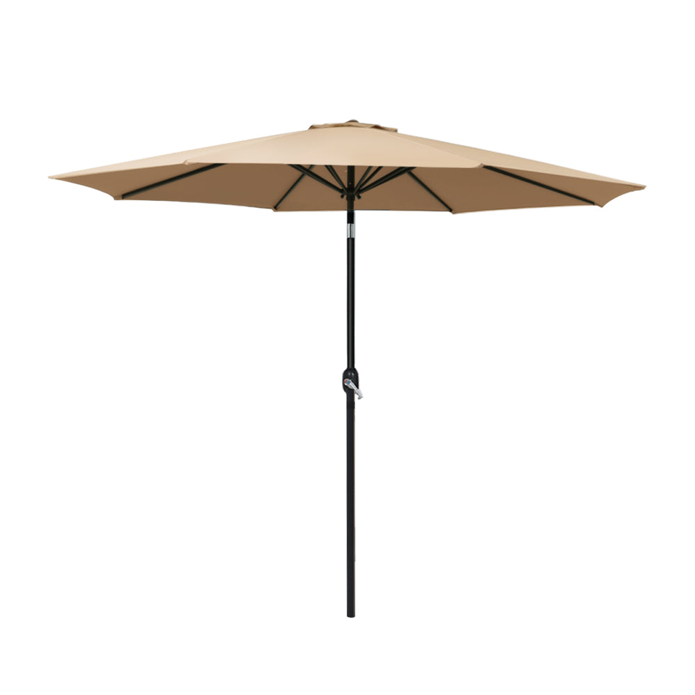 Instahut Outdoor Tiltable Umbrella - 2.7m - Beige-Vivify Co.