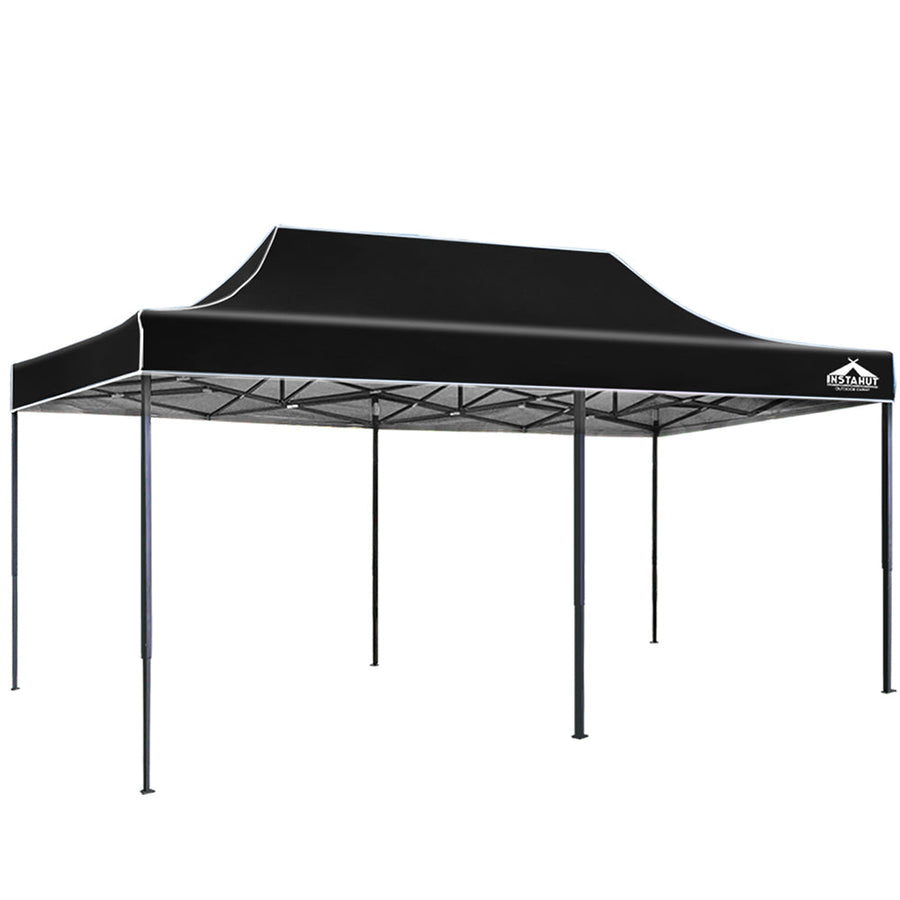 Instahut Pop Up Gazebo 3x6m w/Base Pod x4 - Black-Vivify Co.