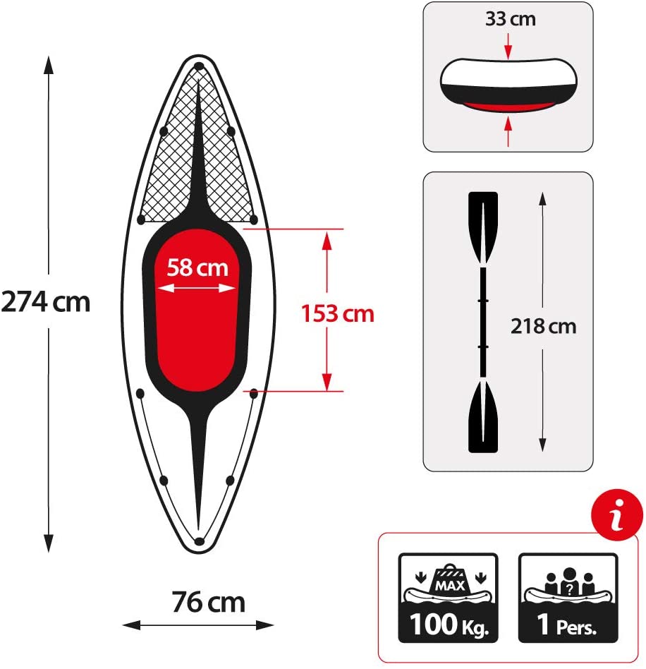 Intex Sports 2.74m Challenger Inflatable 1 Seat Kayak-Vivify Co.