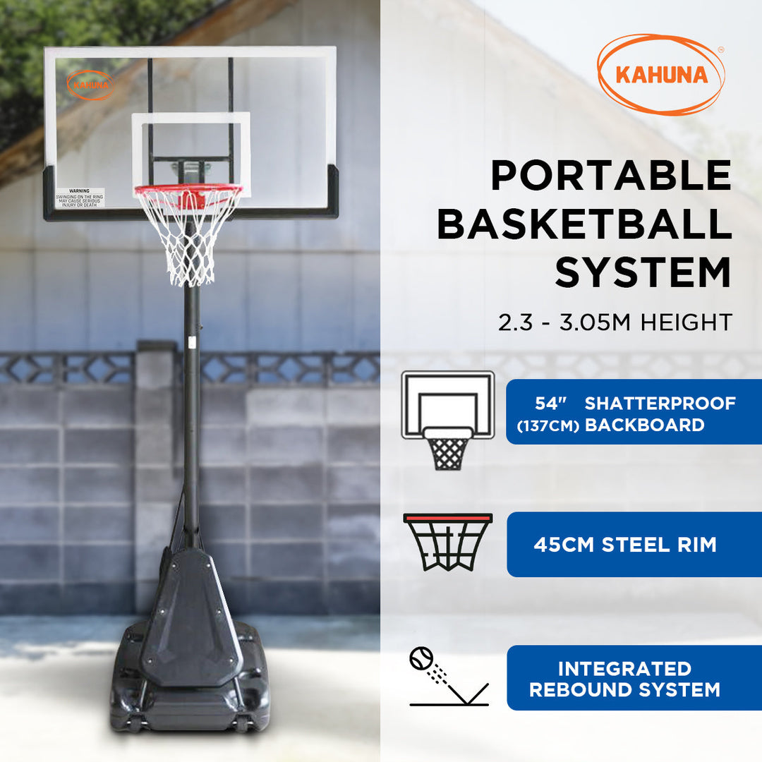 Kahuna Portable Basketball Hoop System 2.3 to 3.05m-Vivify Co.