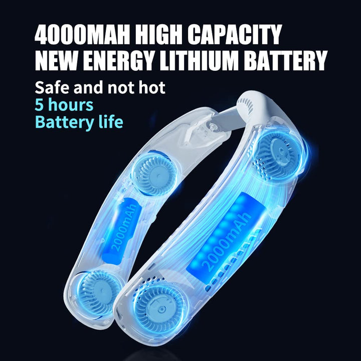 LIFEBEA Battery Operated Wearable Neck Fan - Headphone Design - White-Vivify Co.