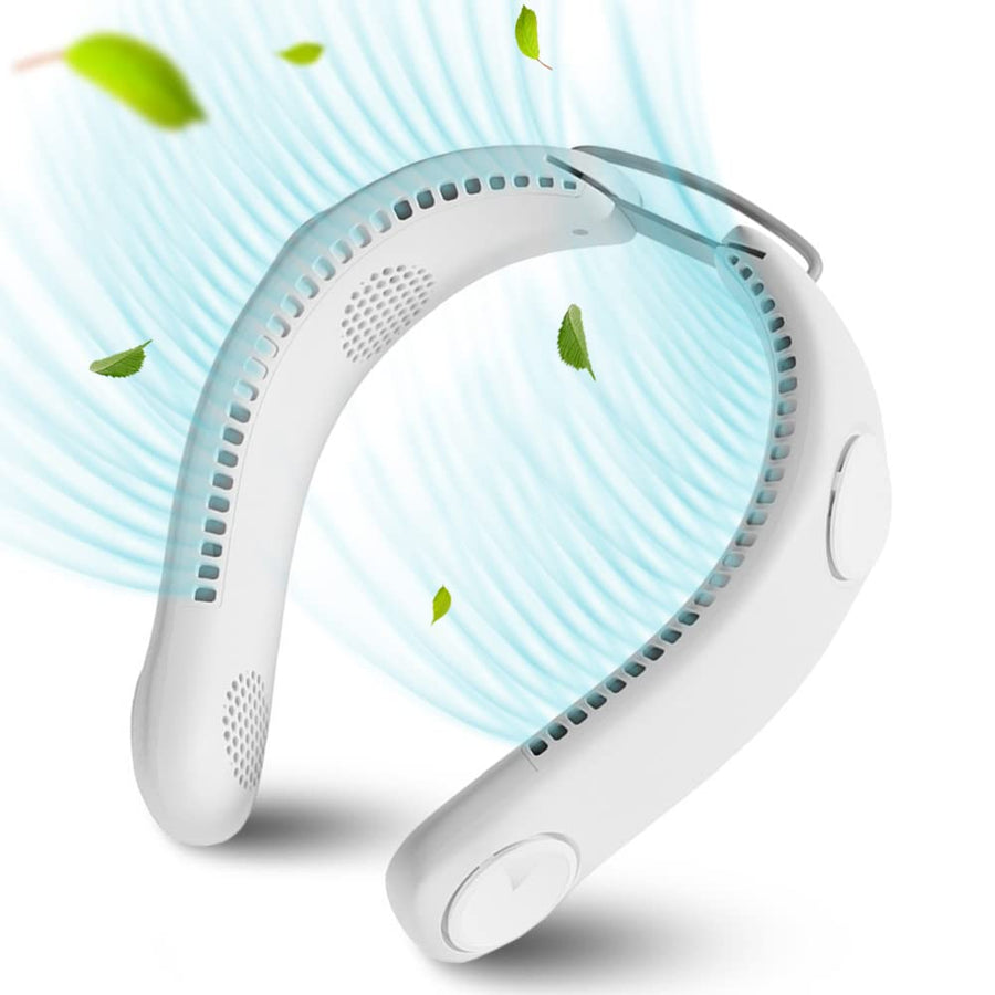 LIFEBEA Battery Operated Wearable Neck Fan - Headphone Design - White-Vivify Co.