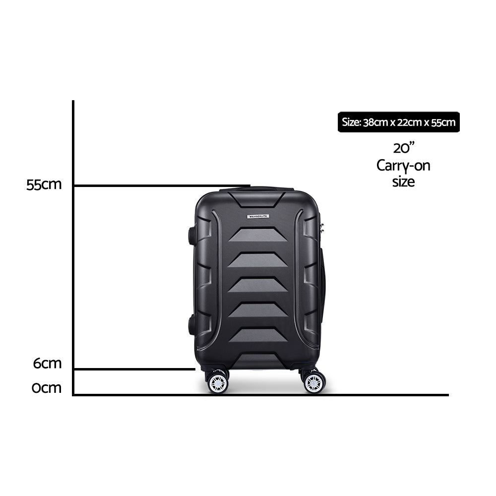 Wanderlite 20" 55cm Hard Case Suitcase - Black