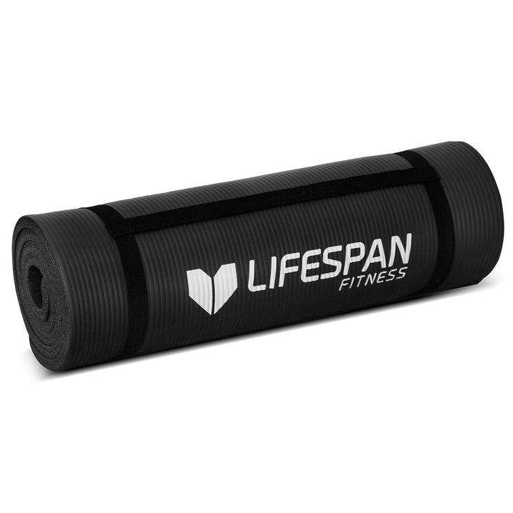 Lifespan 15mm Yoga Mat with Carry Straps - Black-Vivify Co.