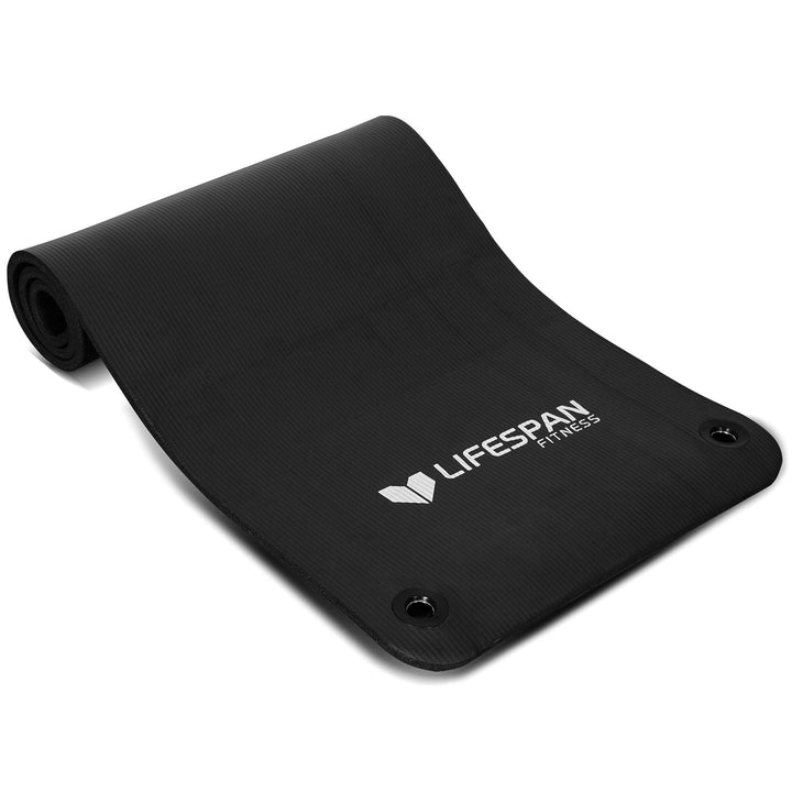 Lifespan 15mm Yoga Mat with Carry Straps - Black-Vivify Co.