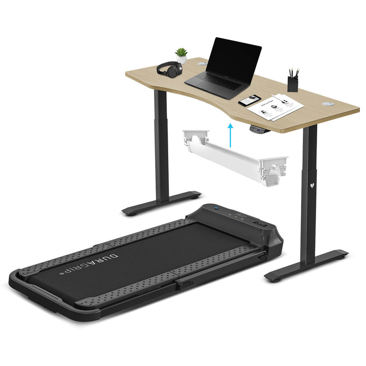 Lifespan Fitness V-FOLD Treadmill with ErgoDesk Automatic Standing Desk 1800mm in Oak/Black with Cable Management-Vivify Co.